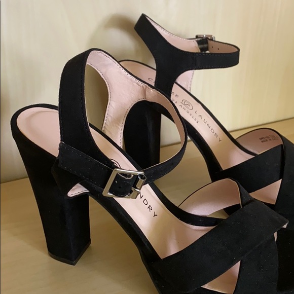 CHINESE LAUNDRY Black Heels Platform Ankle Strap - Picture 3 of 9